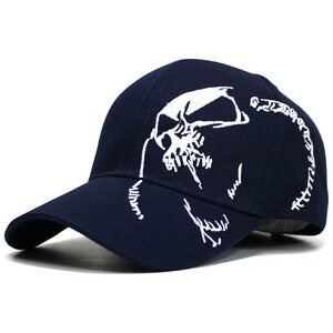 帽子 メンズ キャップ レディース CAP スカル デザイン コットンキャップ ドクロ 刺繍 ネイビー