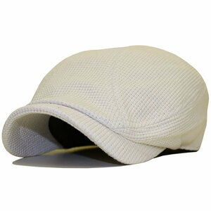 【普通サイズ】 帽子 ゴルフ帽子 ハンチングキャップ つばロングタイプ ハンチング ワッフル アイボリー