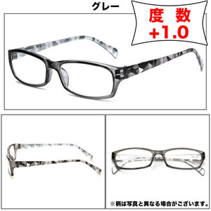 老眼鏡 +1.0 シニアグラス リーディンググラス　オシャレ　老眼鏡カラフルフレーム グレー　ケース付