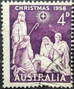 [ foreign stamp ] Australia 1958 year 11 month 05 day issue Christmas . seal attaching 