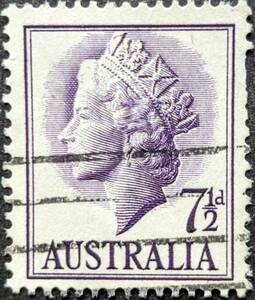 [ foreign stamp ] Australia 1957 year 11 month 13 day issue Elizabeth woman .2.- new version . seal attaching 