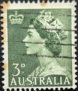 【外国切手】 オーストラリア 1953年06月17日 発行 エリザベス女王2世 消印付き