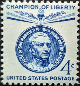 【外国切手】 アメリカ合衆国 1959年02月25日 発行 自由のチャンピオン - ホセ・デ・サン・マルティン-1 未使用