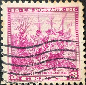 【外国切手】 アメリカ合衆国 1938年06月27日 発行 スウェーデン系フィンランド人入植者300周年 消印付き