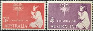 [ foreign stamp ] Australia 1957 year 11 month 06 day issue Christmas unused 