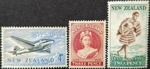 [ foreign stamp ] New Zealand 1955 year 07 month 18 day issue New Zealand no. 1 times stamp issue 100 anniversary commemoration unused 