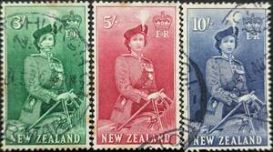 [ foreign stamp ] New Zealand 1954 year 03 month 01 day issue Elizabeth woman .2.-1. seal attaching 