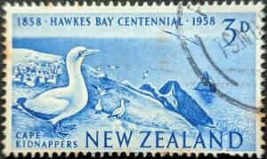 【外国切手】 ニュージーランド 1958年11月03日 発行 ホークスベイ州創立100周年 消印付き
