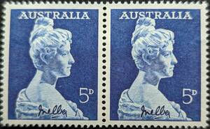 【外国切手】 オーストラリア 1961年09月20日 発行 ネリー・メルバ 2連刷 未使用