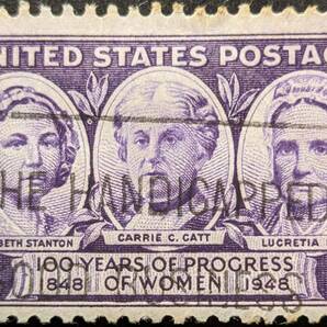 【外国切手】 アメリカ合衆国 1948年07月19日 発行 女性の活躍推進 エリザベス・スタントン、キャリー・チャップマン、ルクレ... 消印付きの画像1