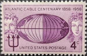 [ foreign stamp ] America .. country 1958 year 08 month 15 day issue large West cable unused 