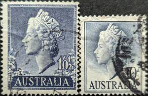 [ foreign stamp ] Australia 1955 year 03 month 09 day issue Elizabeth woman .2.. seal attaching 