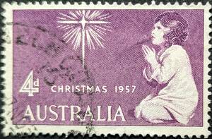 [ foreign stamp ] Australia 1957 year 11 month 06 day issue Christmas . seal attaching 