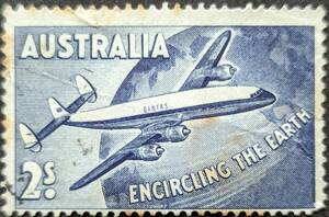 【外国切手】 オーストラリア 1958年01月06日 発行 オーストラリア航空輸送 カンタス航空-2 消印付き