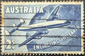 [ foreign stamp ] Australia 1958 year 01 month 06 day issue Australia aviation transportation can tas aviation -1. seal attaching 