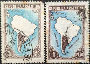 [ foreign stamp ] Argentina 1936 year 01 month 01 day issue ordinary stamp - agriculture -7 country . none / country . equipped . seal attaching 