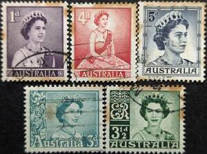【外国切手】 オーストラリア 1959年02月02日 発行 エリザベス女王2世 - バロンスタジオからの写真-1 消印付き