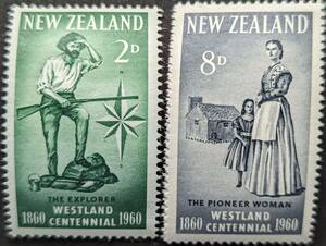 [ foreign stamp ] New Zealand 1960 year 05 month 16 day issue waste to Land .100 anniversary unused 