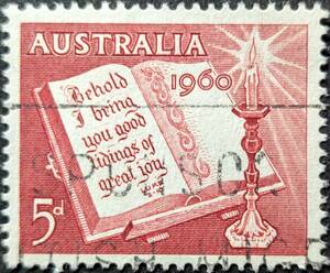 [ foreign stamp ] Australia 1960 year 11 month 09 day issue Christmas . seal attaching 