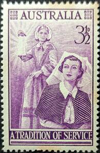 [ foreign stamp ] Australia 1955 year 09 month 21 day issue f Lawrence * Nightingale unused 