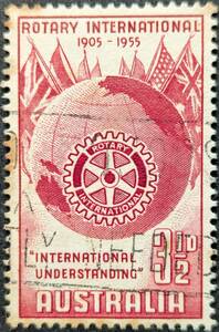 [ foreign stamp ] Australia 1955 year 02 month 23 day issue international rotary ..50 anniversary . seal attaching 