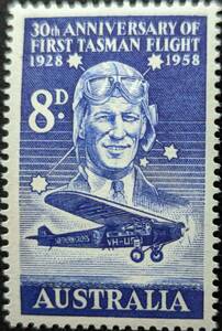 [ foreign stamp ] Australia 1958 year 08 month 27 day issue tas man the first flight 30 anniversary commemoration,1928 year - 1958 year unused 
