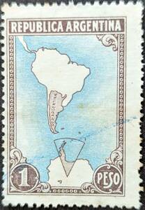 [ foreign stamp ] Argentina 1951 year 05 month 21 day issue map - South America . south ultimate -1 unused 