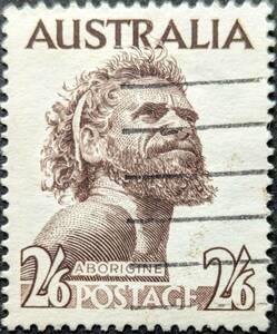 【外国切手】 オーストラリア 1950年08月14日 発行 原住民 消印付き