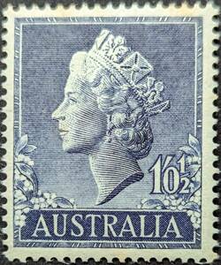 [ foreign stamp ] Australia 1955 year 03 month 09 day issue Elizabeth woman .2. unused 