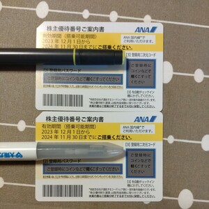 ANA　全日空　株主優待券　有効期間2024年11月30日　最大2枚　番号通知