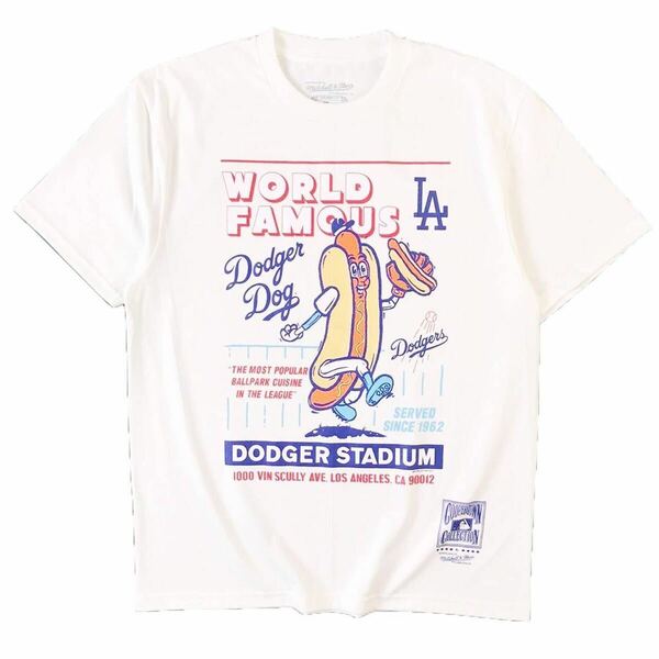 ホワイト Tシャツ 半袖 XL 白 ドジャース 大谷翔平 二刀流 ホットドッグ 野球観戦 名物