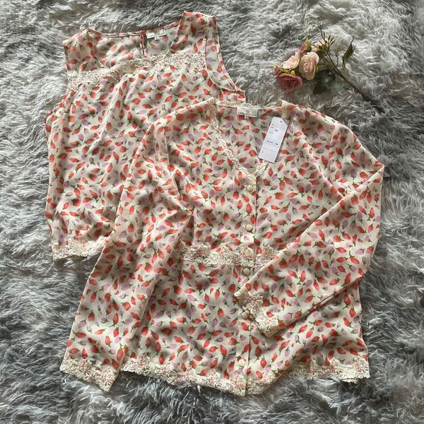 GRESBOUTIQUE アンサンブル セット 花柄 上品 長袖 ノースリーブ レース 新品未使用 Mサイズ
