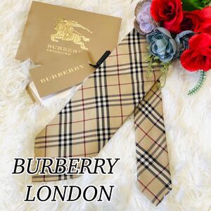 BURBERRY LONDON バーバリー ロンドン メンズ 男性 紳士 ネクタイ ブランドネクタイ 総柄 ノバチェック柄 結婚式 ビジネス 美品 剣先 9cm