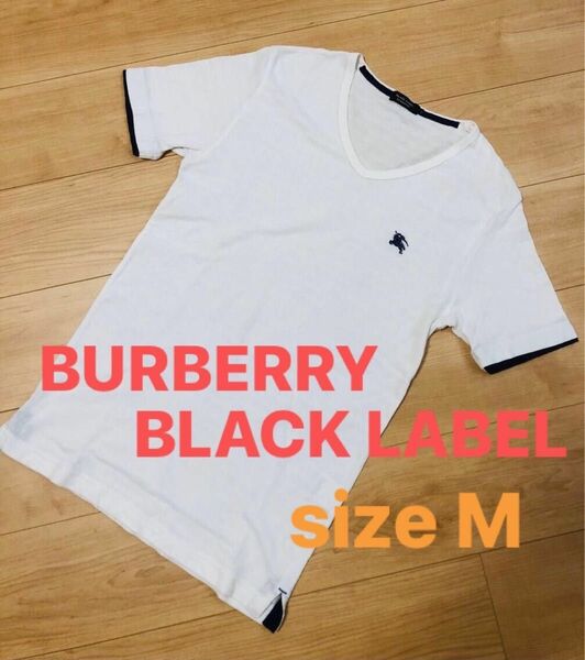 BURBERRY BLACK LABEL バーバリー ブラックレーベル Tシャツ M ホワイト ナイトロゴ