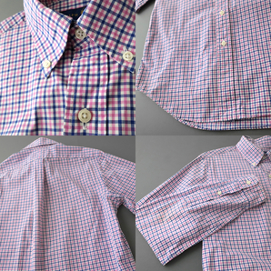 ラルフローレン バイカラーチェック ボタンダウンシャツ ポニー刺繍 ピンク×ネイビー (S)の画像5
