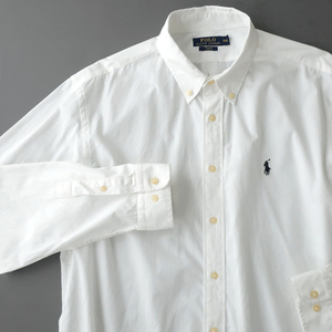 ラルフローレン サマーコットン SLIMFIT ボタンダウンシャツ ポニー刺繍 ホワイト(XXL)