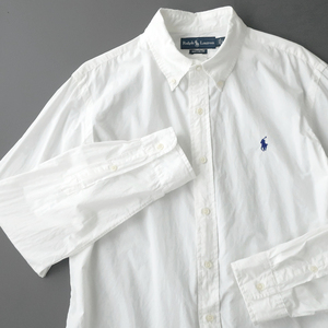 ラルフローレン サマーコットン ボタンダウンシャツ ポニー刺繍 ホワイト(L)