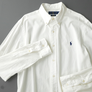 ラルフローレン BEACH TWILL ボタンダウンシャツ ポニー刺繍 ホワイト(L) コットンサマーツイル