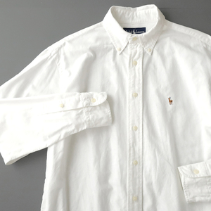  Ralph Lauren summer oks button down shirt color po knee embroidery white (M degree ) lady's 