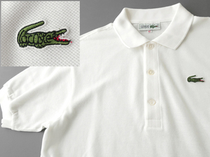 状態良◎CHEMISE LACOSTE ラコステ ポロシャツ 鹿の子コットン ホワイト(42)