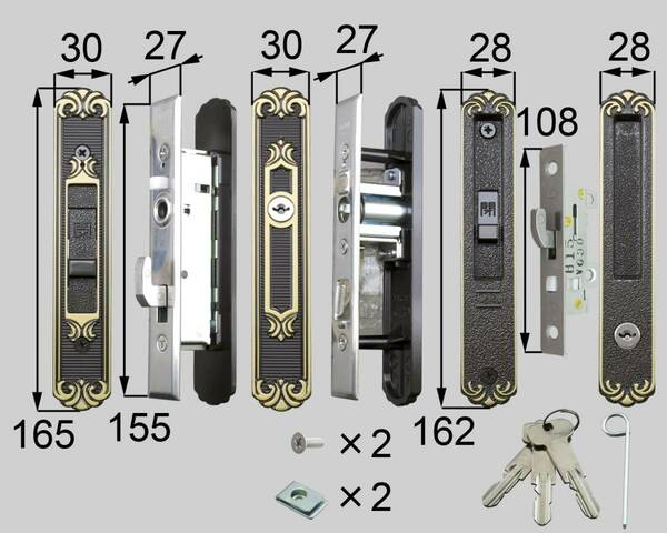 LIXIL　光悦　L1Y42　引手・召合せ内外錠セット縦框見付６０ 色ブロンズ２枚建用、９０／４以降、（縦框見付６０ｍｍ用）　新品