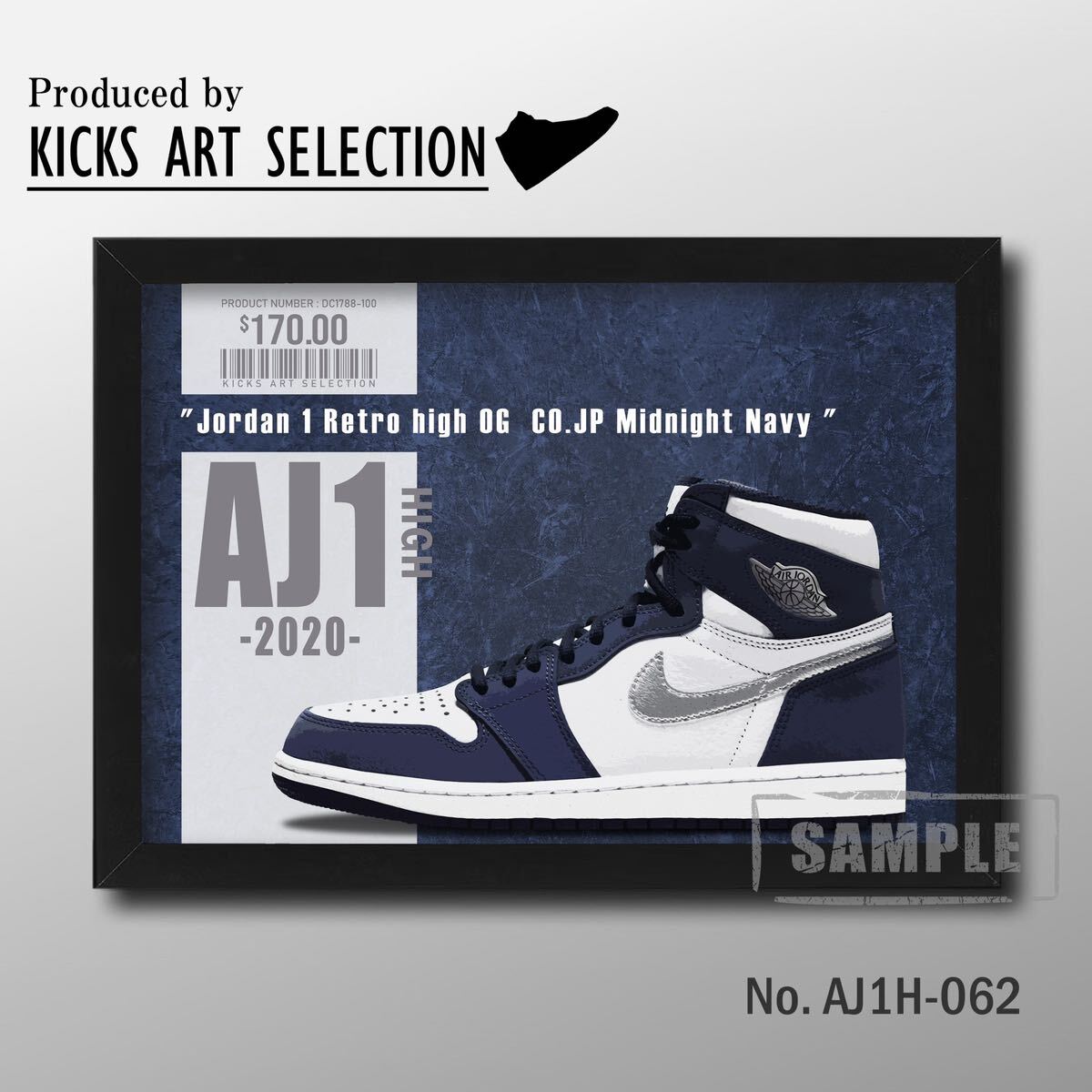 Air Jordan 1 High Midnight Navy/Sneaker Art Intérieur Affiche/Nike/NIKE/Street/Handmade/Mode, Articles faits à la main, intérieur, marchandises diverses, autres
