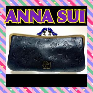 ANNA SUI 財布 ヒール 黒 がま口 アナスイ フレームパーティ