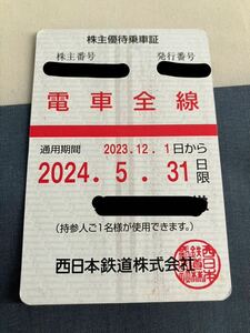 【送料無料】　期限切れ　西日本鉄道 株主優待乗車証 西鉄