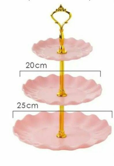 ケーキスタンド 3段 プラスチック製 ピンク ケーキスタンドプレート