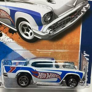 ☆ホットウィール☆ '57 シェビー　白　レースチームシリーズ Hot Wheels 