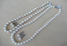■真珠 パール ネックレス イヤリング 銀製金具 2組■も-35_画像1