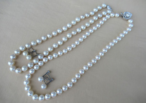 ■真珠 パール ネックレス イヤリング 銀製金具 2組■も-35