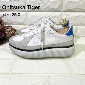 【美品】Onitsuka Tiger オニツカタイガー デレシティー 厚底スニーカー ブルー25.0