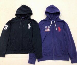 ■POLO RALPHLAUREN ラルフローレン パーカー 2点 まとめ売り 黒/ネイビー ビッグポニー 中古卸 /1.52kg■